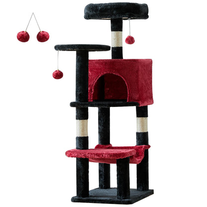 JHK 44" Cat Tree – Tall Multi-Level Climbing Tower with Sisal Scratching Posts & Stable Indoor Cat House Furniture.