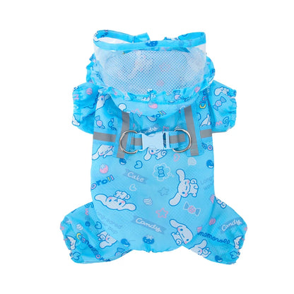 Cinnamoroll Pet Raincoat – Waterproof Hooded Jacket for Dogs of All Sizes, Stylish All-Weather Protection to Keep Your Pup Dry.