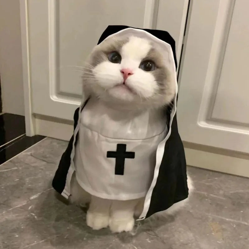 Funny Pet Costume Outfit – Cute Jesus Cosplay Dress-Up Clothes for Cats & Small to Medium Dogs, Perfect for Parties & Pet Photos.