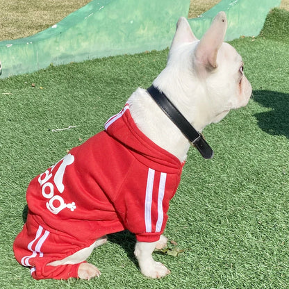 Dog Tracksuit Jumpsuit – Sporty Spring & Autumn Sweatshirt Outfit for Small Dogs, Comfortable Casual Pet Clothing.