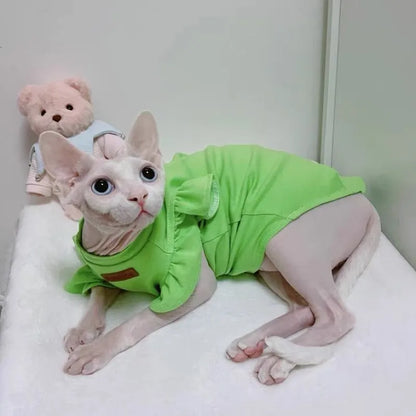 Luxury Sphynx Cat & Dog Vest – Lightweight Summer Outfit for Hairless Cats, French Bulldogs & Small Puppies.