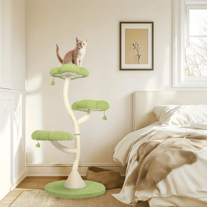 Petal-Shaped Cat Tree – Multi-Level Climbing Frame with Cozy Perch, Anti-Scratch Sisal Posts & Indoor Play Area for Kittens and Cats.