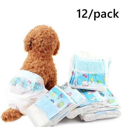 10/12PCS Disposable Dog Diapers – Super Absorbent Leakproof Physiological Pants for Female & Male Dogs, Comfortable Puppy Pet Nappies.