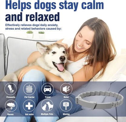 Calming Pet Collar – Anxiety Relief Retractable Collar for Dogs & Cats, Adjustable 56/72cm Design for Puppies, Kittens & Large Dogs