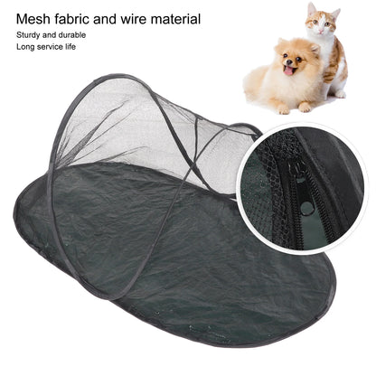 Portable Foldable Pet Enclosure Tent with Breathable Mesh for Outdoor Travel and Camping.