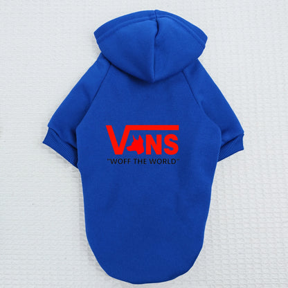 Warm Fleece Dog Hoodie – V-Inspired Dog Head Logo Hooded Pullover Sweatshirt for Puppies & Small Dogs.