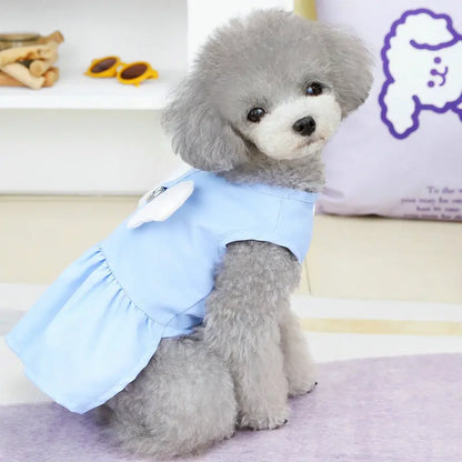Angel Wing Dog Dress for Small Dogs – Sleeveless Summer Princess Sundress with D-Rings for Puppies