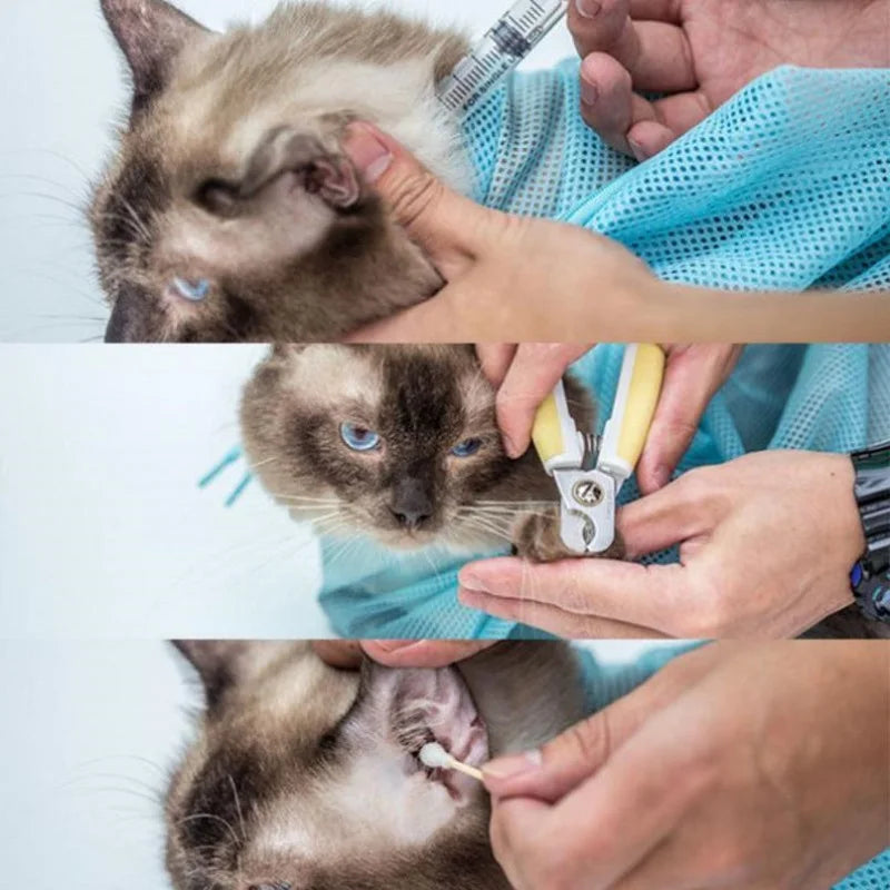 Cat Grooming Shower Bag – Adjustable Mesh Restraint Bag for Bathing, Nail Trimming & Grooming, Helps Prevent Scratching.
