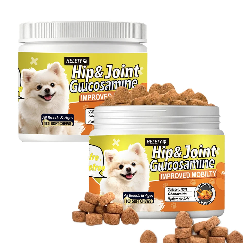 Dog Hip & Joint Supplement Chews – Glucosamine, Chondroitin, Omega-3, MSM & Green Lipped Mussel, 90 Flavored Chews for Small Dogs.
