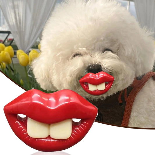 Funny Dog Pacifier Toy – Soft Silicone Red Lips Chew & Teething Toy for Small Dogs and Pets, Safe Dental Care Accessory.