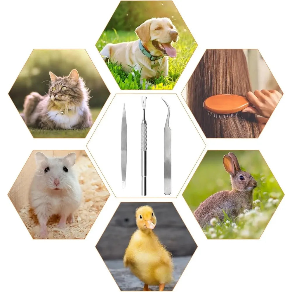 1 Set Tick Remover Tweezers – Ergonomic Professional Extraction Tool for Dogs, Cats & Humans, Multi-Purpose Pet Grooming Care.