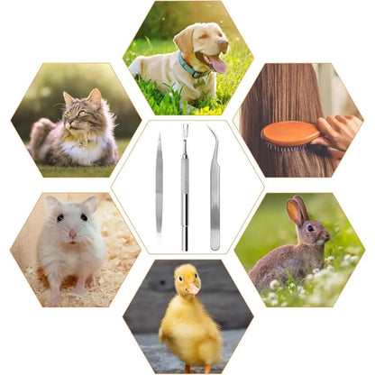1 Set Tick Remover Tweezers – Ergonomic Professional Extraction Tool for Dogs, Cats & Humans, Multi-Purpose Pet Grooming Care.