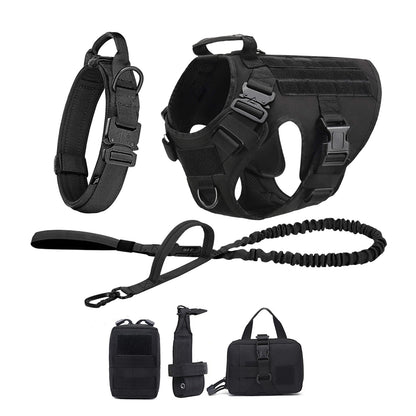 Tactical Dog Harness Set – MOLLE Vest with Collar & Leash, Training & Walking Gear for Medium & Large Dogs like German Shepherds.