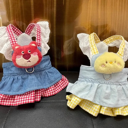 Lace Pet Harness Dress – Princess Denim Skirt Apparel for Small Dogs, Puppies & Cats, Cute Summer & Autumn Outfit.