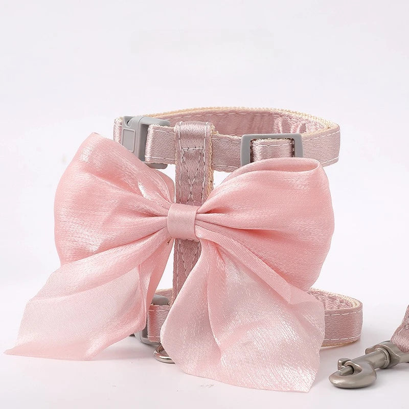Cute Bowknot Cat Harness & Leash Set – Adjustable Pet Harness with Traction Rope for Cats, Kittens, Puppies