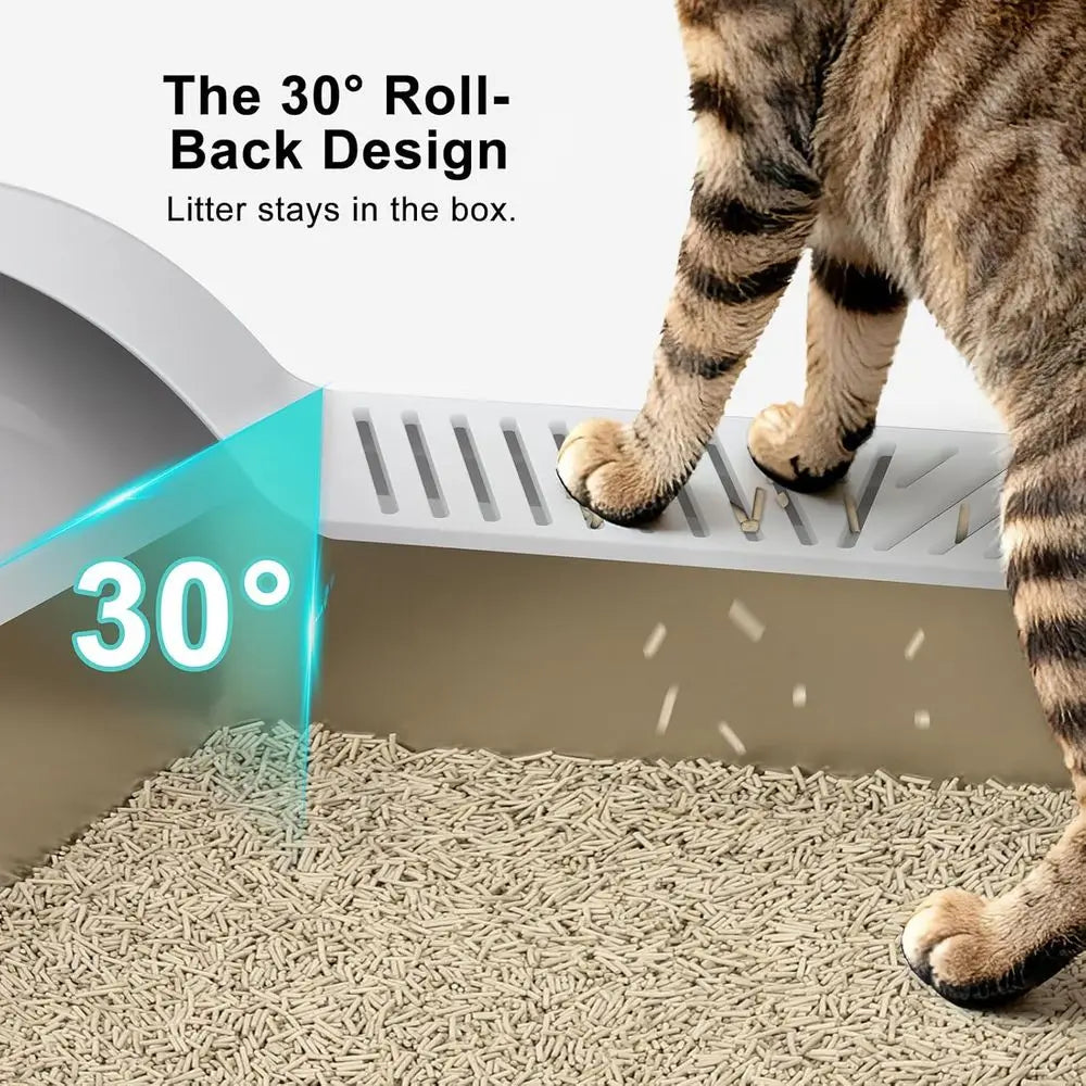 2-Pack Stainless Steel Litter Boxes – XL Enclosed Cat Litter Boxes with Lids for Large Cats & Multi-Cat Homes, High-Sided Anti-Urine-Leakage Design.