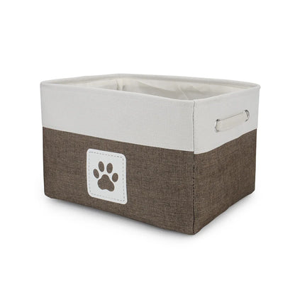 Foldable Paw Print Pet Toy and Accessory Storage Basket.
