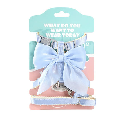 Cute Bowknot Cat Harness & Leash Set – Adjustable Pet Harness with Traction Rope for Cats, Kittens, Puppies