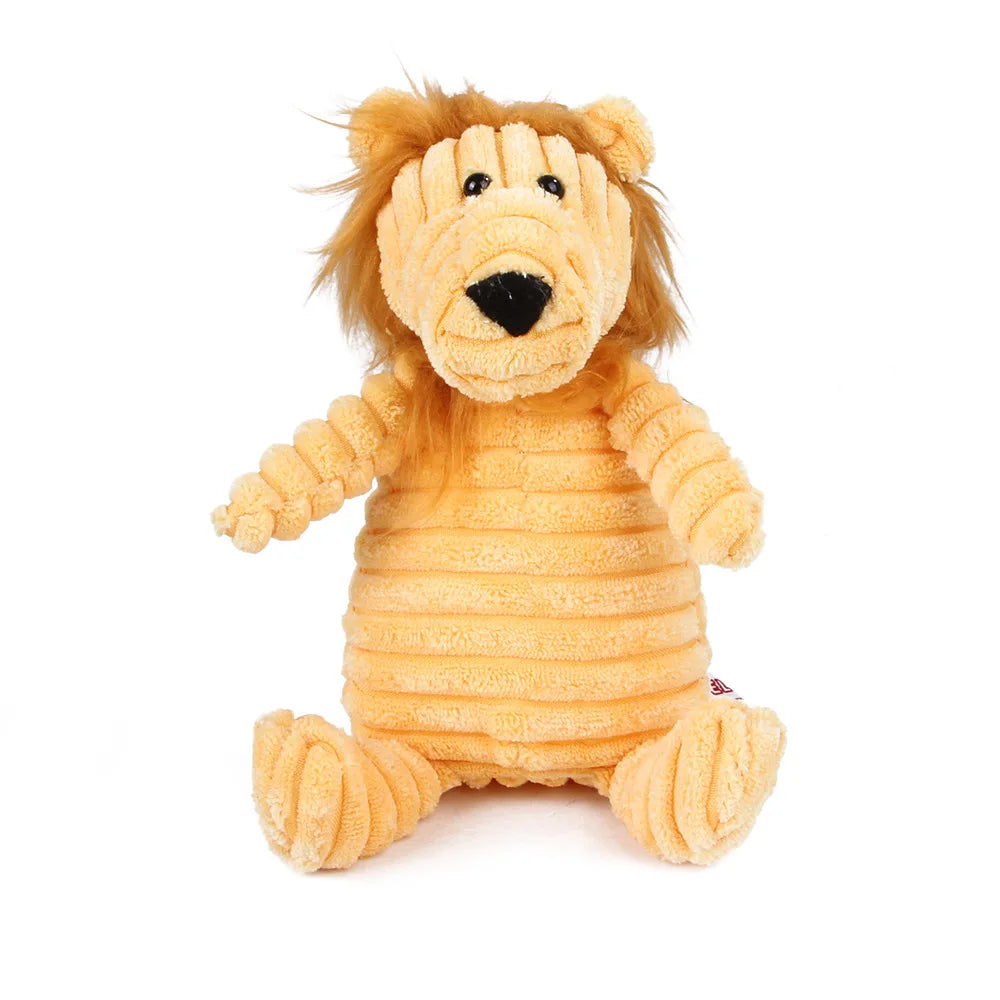 Pet Dog Molar Plush Toy – Corduroy Monkey & Pig Squeaky Chew Toy for Teeth Cleaning, Training & Interactive Play for Large Dogs.