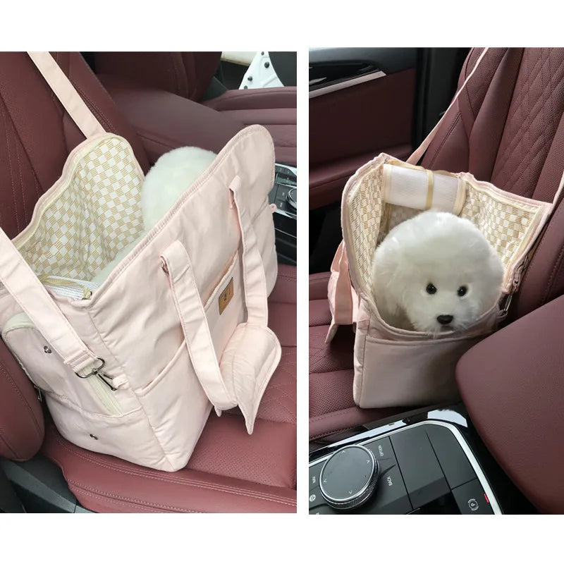 Portable Pet Carrier Bag – Non-Slip Shoulder Handbag & Car Seat for Cats & Small Dogs.