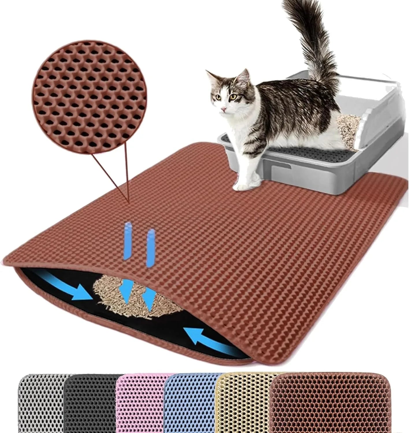 Double Layer Cat Litter Mat – Waterproof Non-Slip Litter Trapping Mat for Cats, Durable Wear-Resistant Pet Litter Box Floor Mat