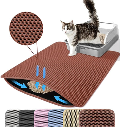 Double Layer Cat Litter Mat – Waterproof Non-Slip Litter Trapping Mat for Cats, Durable Wear-Resistant Pet Litter Box Floor Mat