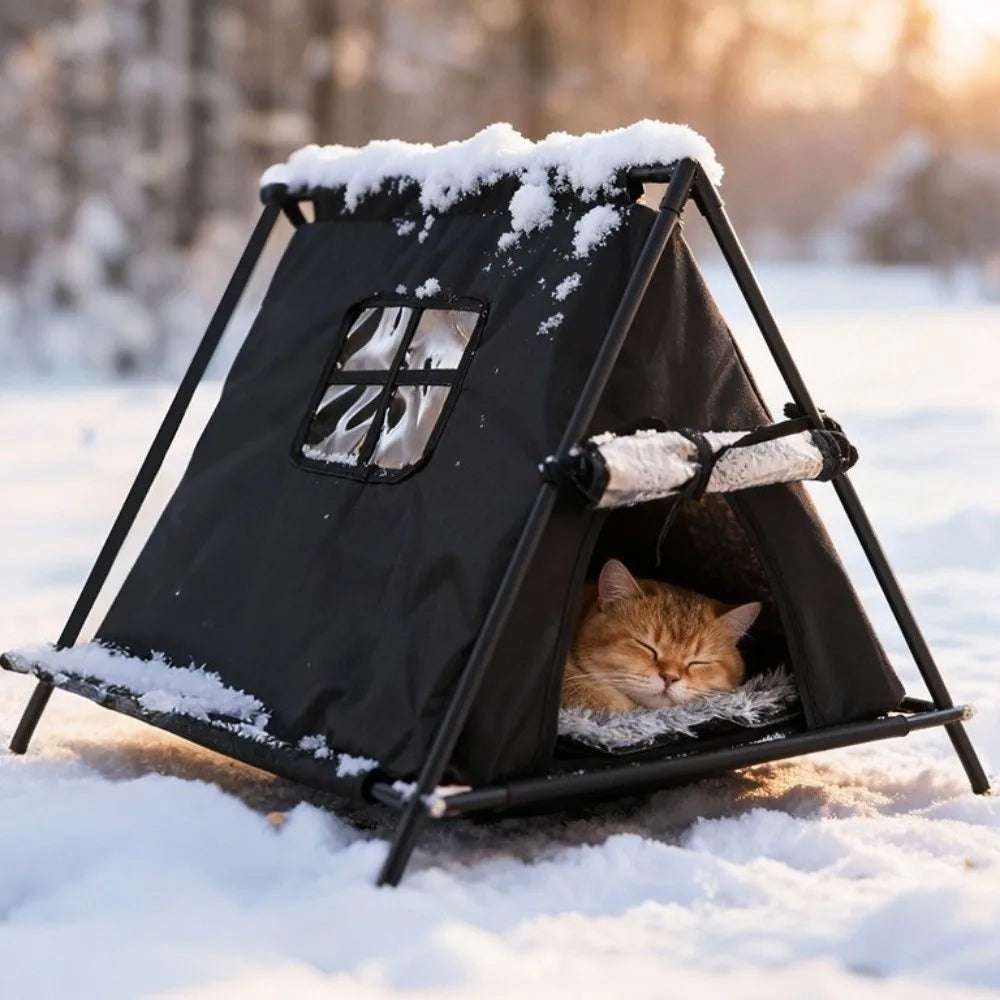 Portable Oxford Pet Tent with Waterproof Cover, Insulated Dog House and Cat Teepee for Indoor & Outdoor Use.