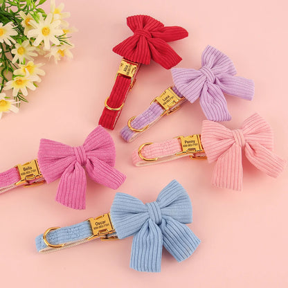 Personalized Pet ID Collar – Cute Big Bowtie Collar with Free Engraving for Small & Medium Dogs & Cats, Stylish Pet Accessory.