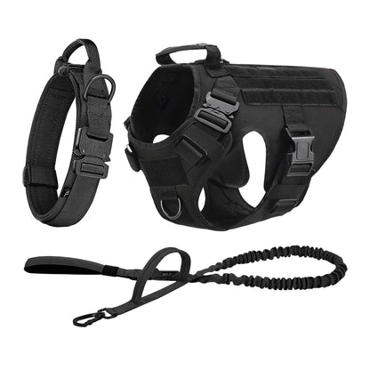 Tactical Dog Harness Set – MOLLE Vest with Collar & Leash, Training & Walking Gear for Medium & Large Dogs like German Shepherds.