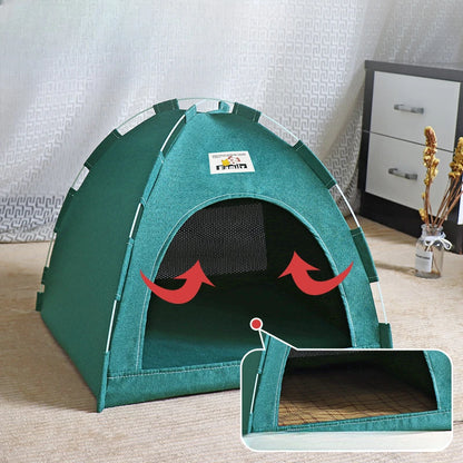 Foldable Pet House Tent – Portable Four-Season Cat & Dog Nest with Breathable Design and Cooling Mat for Indoor & Outdoor Use.
