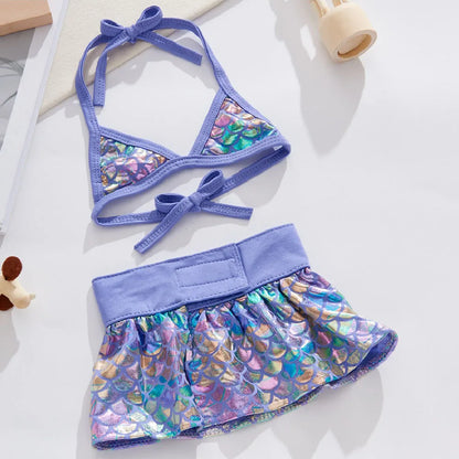 Mermaid Puppy Dog Bikini – Tutu Swimsuit for Small Dogs & Cats, Summer Beach Costume and Bathing Dress.