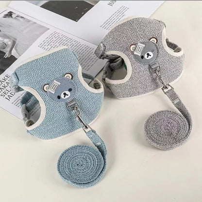 Cute Bear Pet Harness Vest – Fashion Chest & Back Walking Harness for Cats & Dogs
