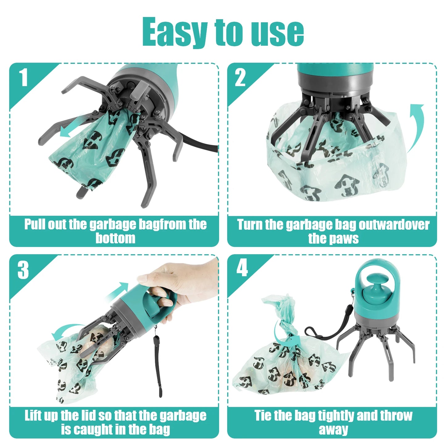 Portable Pet Waste Scooper – Outdoor Dog Toilet Claw Shovel with Garbage Bag Dispenser for Easy Pet Cleanup.