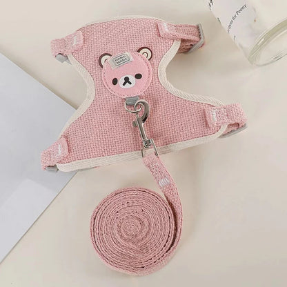 Cute Bear Pet Harness Vest – Fashion Chest & Back Walking Harness for Cats & Dogs