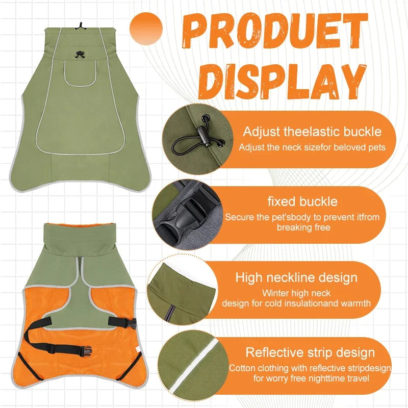 Waterproof Dog Raincoat Windbreaker – Reflective Outdoor Jacket with Adjustable Straps & Snap Buttons for All Dog Sizes.