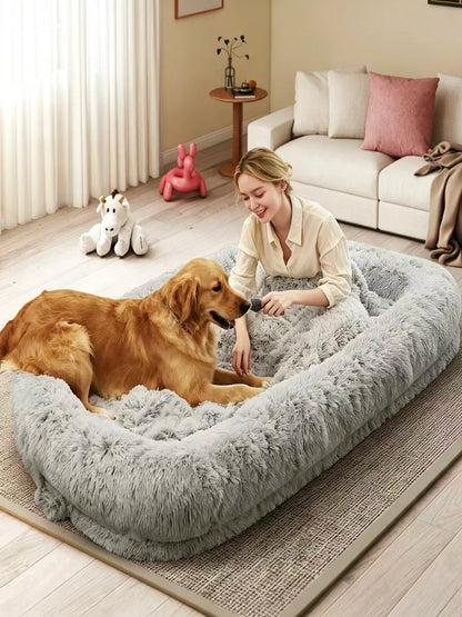 Human-Size Dog Bed for Adults – Large Orthopedic Lounger with Removable Cover.