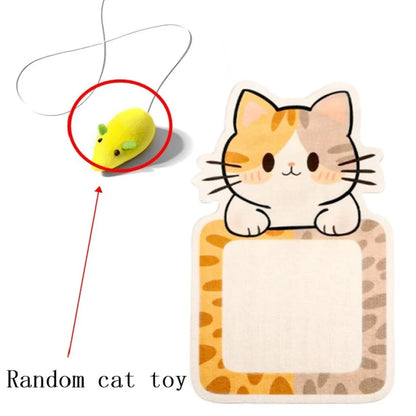 Self-Adhesive Cat Scratcher – Wall-Mounted Felt Scratch Mat with Hanging Toy, Durable Cat Scratching Pad for Cats.