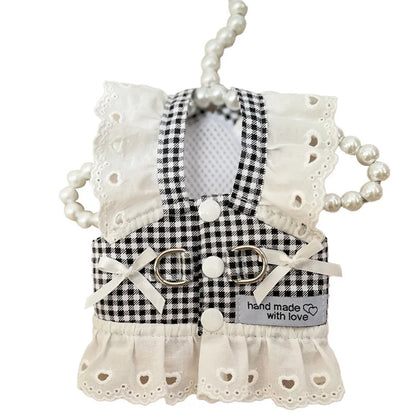Lace Pet Harness Dress – Princess Denim Skirt Apparel for Small Dogs, Puppies & Cats, Cute Summer & Autumn Outfit.