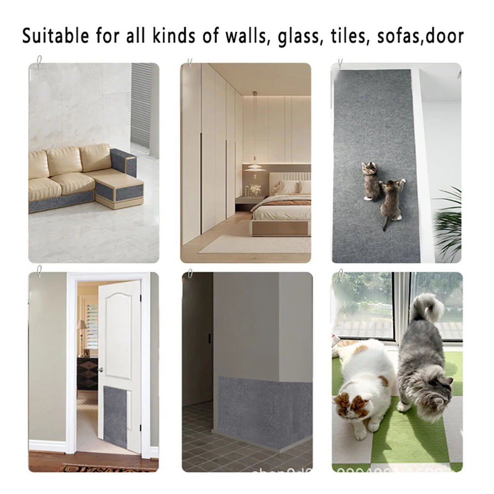 Self-Adhesive Cat Scratching Mat – Trimmable DIY Scratch Carpet for Walls, Corners & Sofas, Durable Furniture Protector for Cats.