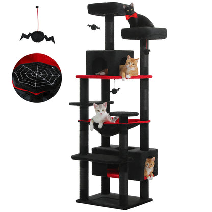 Large Indoor Cat Tree & Tower – Sisal Scratching Posts with Hammock, Padded Perches, Condos & Toys for Cats & Kittens.