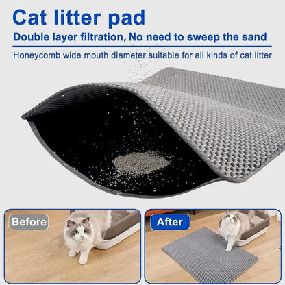 Large Double-Layer Cat Litter Mat – Non-Slip, Waterproof & Wear-Resistant Litter Trapping Mat.