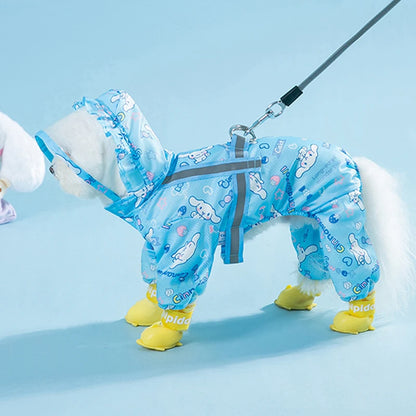 Cinnamoroll Pet Raincoat – Waterproof Hooded Jacket for Dogs of All Sizes, Stylish All-Weather Protection to Keep Your Pup Dry.
