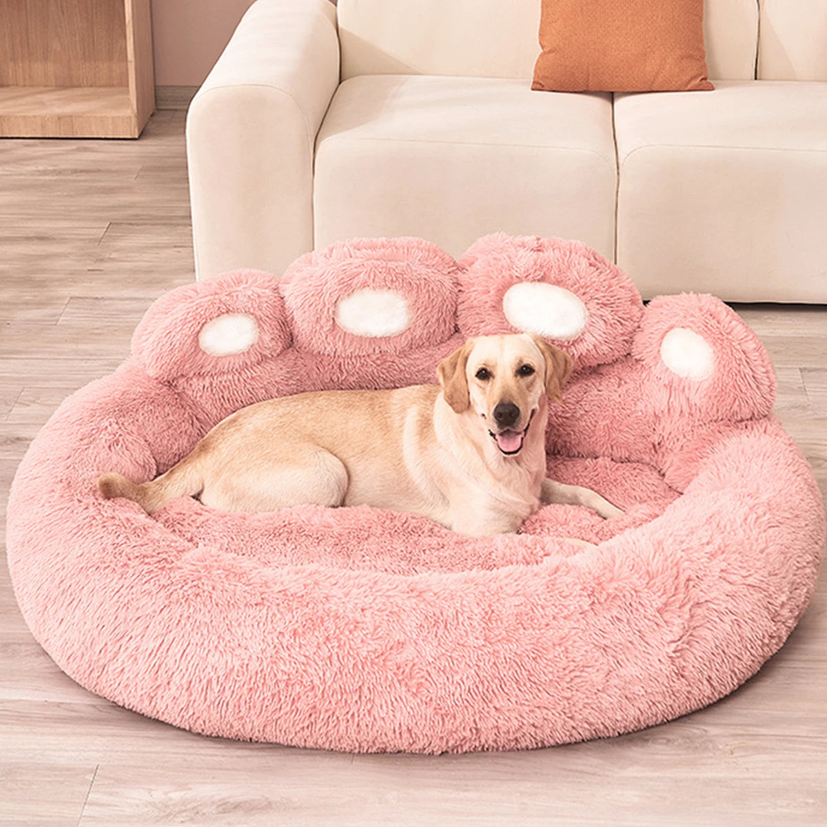 Fluffy Winter Dog Bed – Warm Plush Sofa-Style Pet Bed with Blanket, Suitable for Small to Large Dogs, Cozy Kennel Mat & Basket Design.