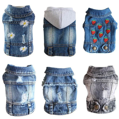 XS–2XL Denim Dog Jacket – Cowboy-Style Jean Vest Coat for Small Dogs, Puppies & Cats.