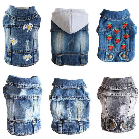 XS–2XL Denim Dog Jacket – Cowboy-Style Jean Vest Coat for Small Dogs, Puppies & Cats.