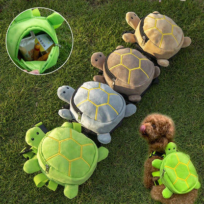 Turtle-Shaped Dog Backpack – Large Capacity Soft Pet Carrier Bag for Small Dogs, Portable Puppy Backpack with Adjustable Straps.