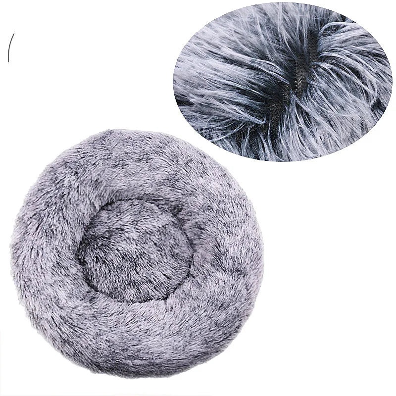 Round Plush Pet Bed – Super Soft Winter Warm Sleeping Bed for Cats & Dogs, Available in 6 Sizes (40–90cm) for Small to Large Pets.