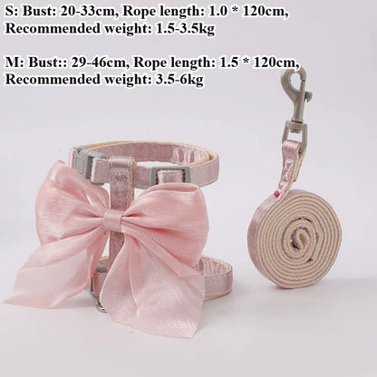 Cute Bowknot Cat Harness & Leash Set – Adjustable Pet Harness with Traction Rope for Cats, Kittens, Puppies
