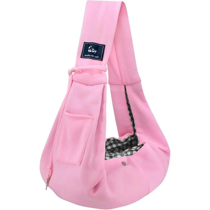 Reversible Hands-Free Pet Carrier Sling Bag for Small Dogs & Cats – Comfortable Outdoor Travel Tote, Pink, Non-Adjustable Strap