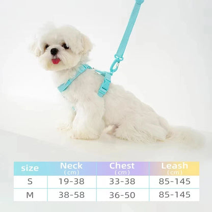 Adjustable Macaron-Color Dog Harness Set – Reflective Collar & Leash for Small Dogs, Puppies & Cats, Comfortable Pet Walking Accessories.
